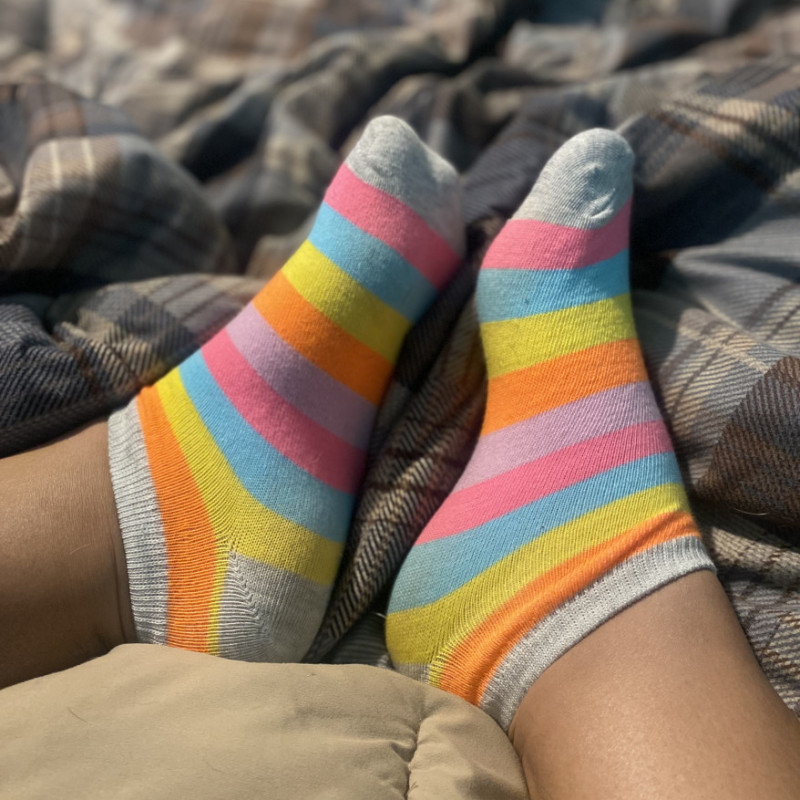Worn striped ankle Socks